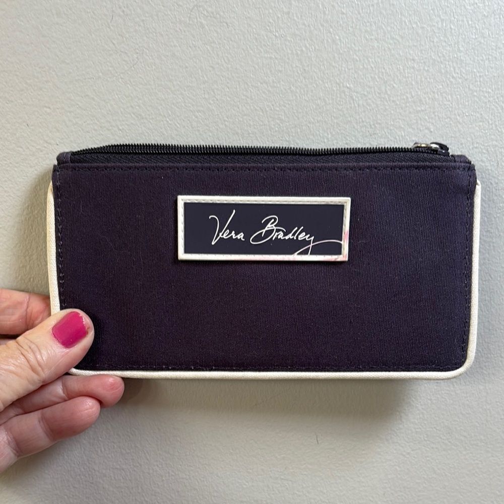 Vera Bradley Navy and White Travel Zip Wallet